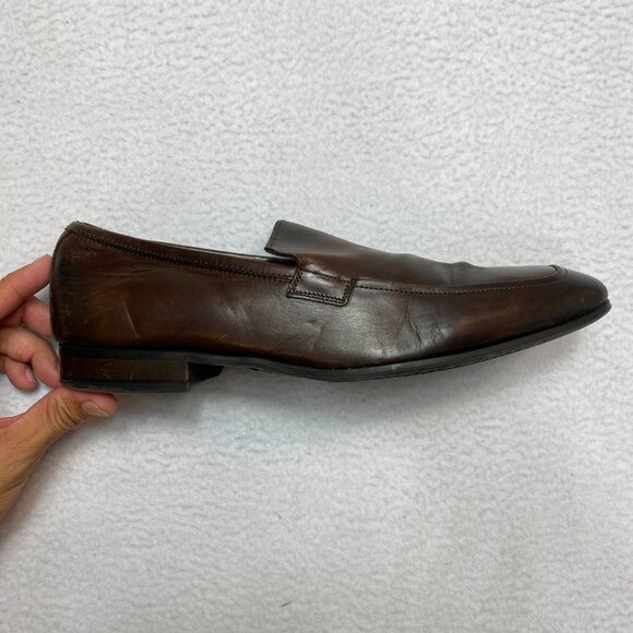 To Boot New York Loafers Shoes Mens 8 Brown Leather Slip On Made In Italy - Picture 10 of 12